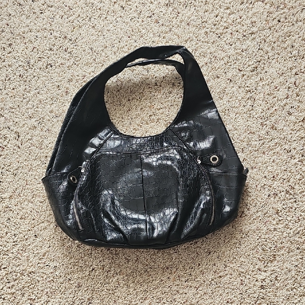 Bueno Black Textured Hobo Bag